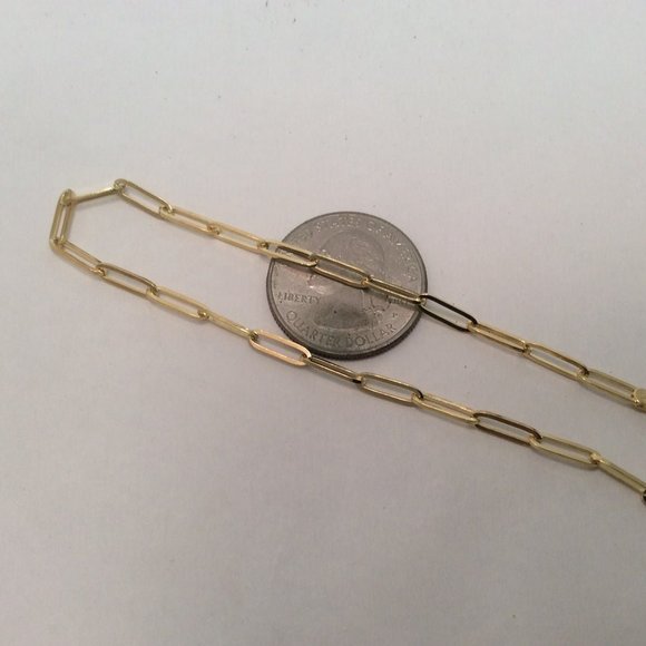 Solid 10K Genuine Real Yellow Gold PaperClip Ankle Bracelet 10'' Long  3mm 3.50g - Picture 3 of 7